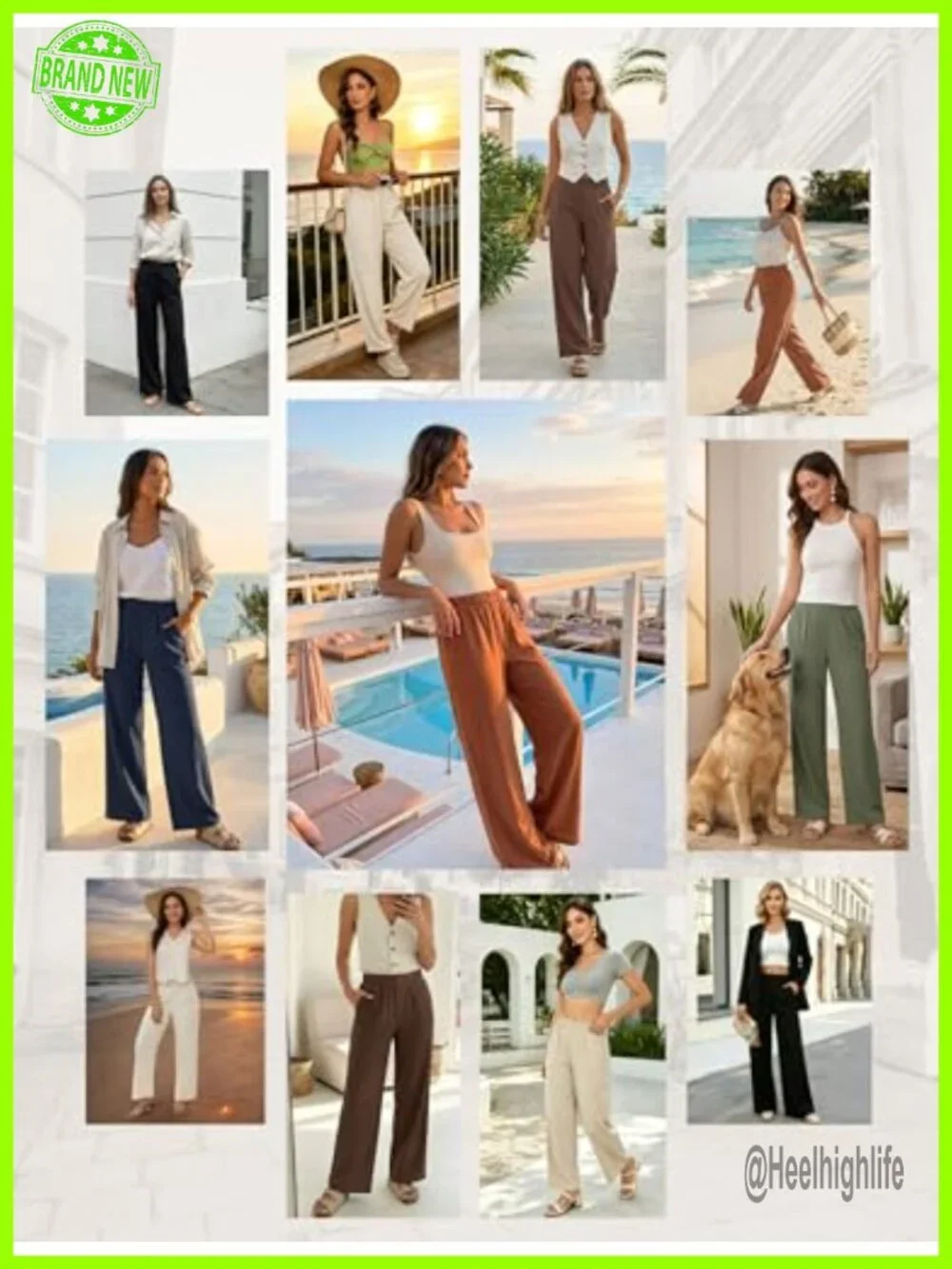 Wide Leg Linen Palazzo Pants with Pockets